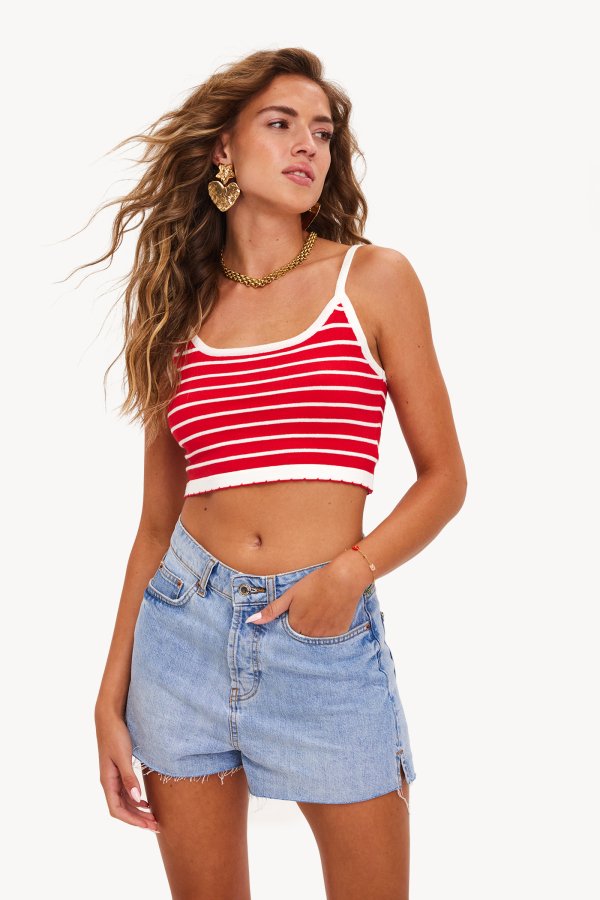 Rode Crop Top Met Strepen Loavies