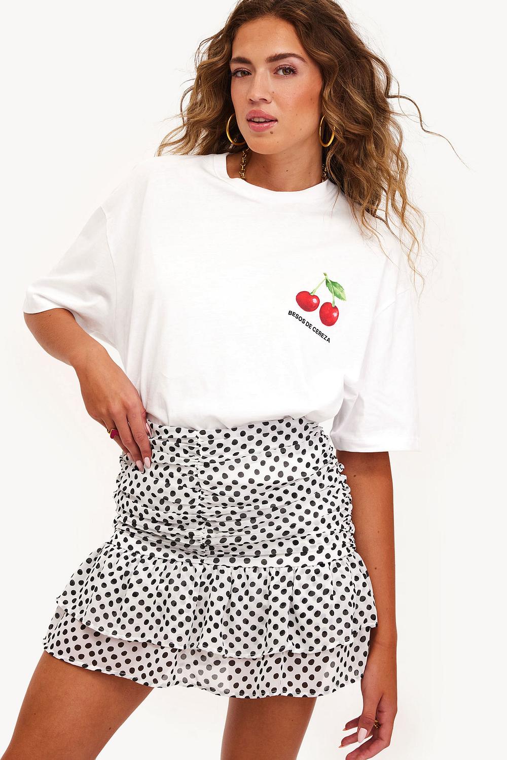 White skirt with dot print