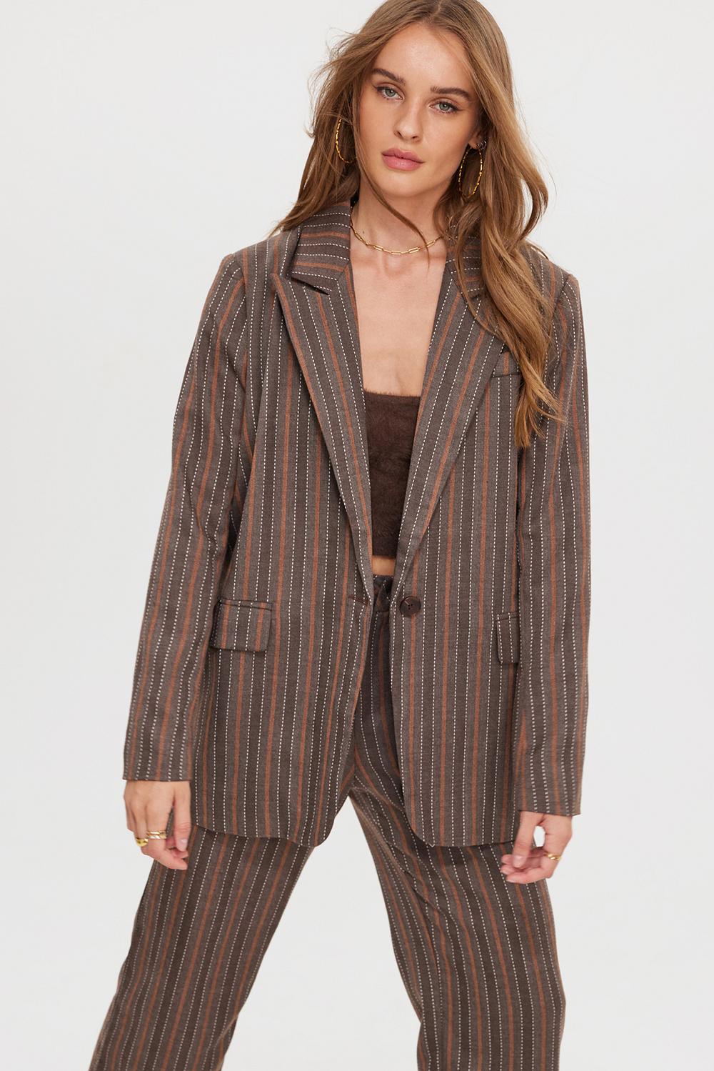 Brown blazer with stripes