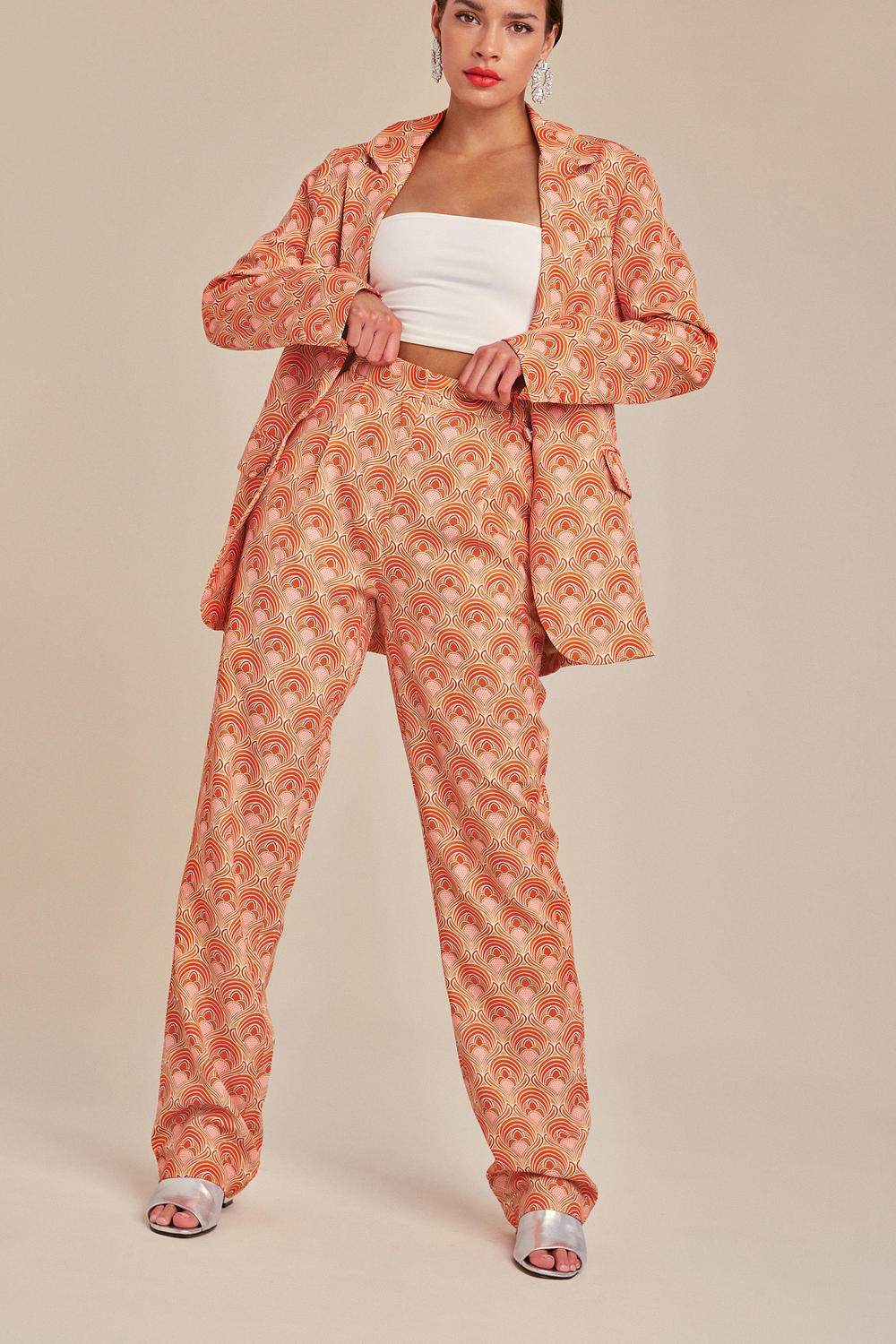 Trousers with busy print
