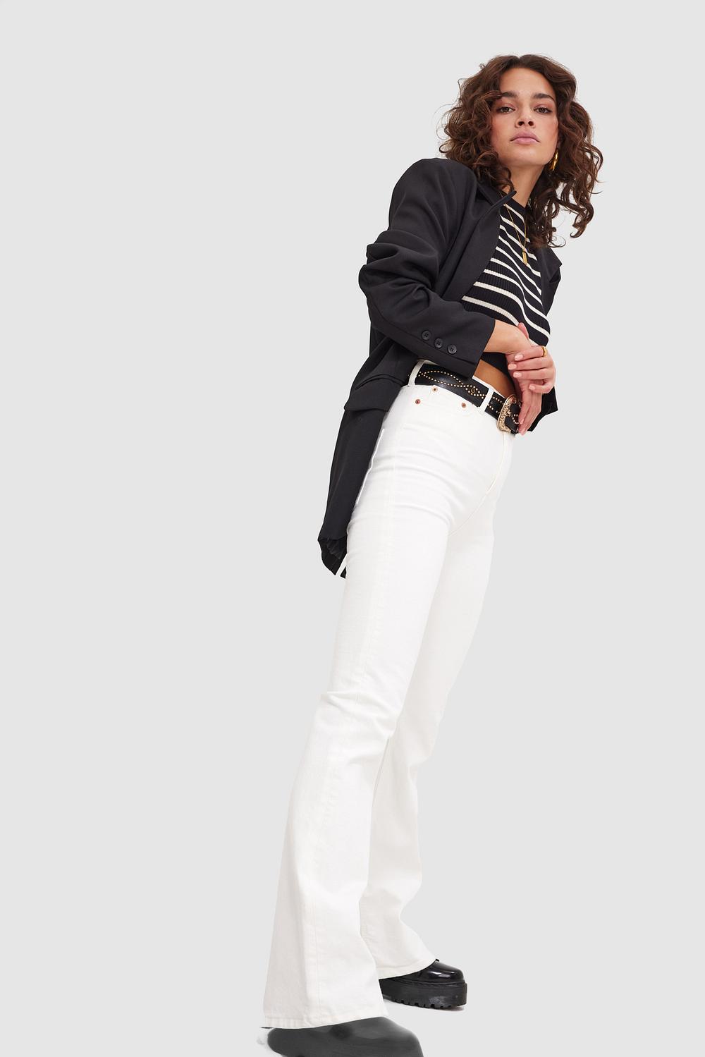 Witte high flared jeans