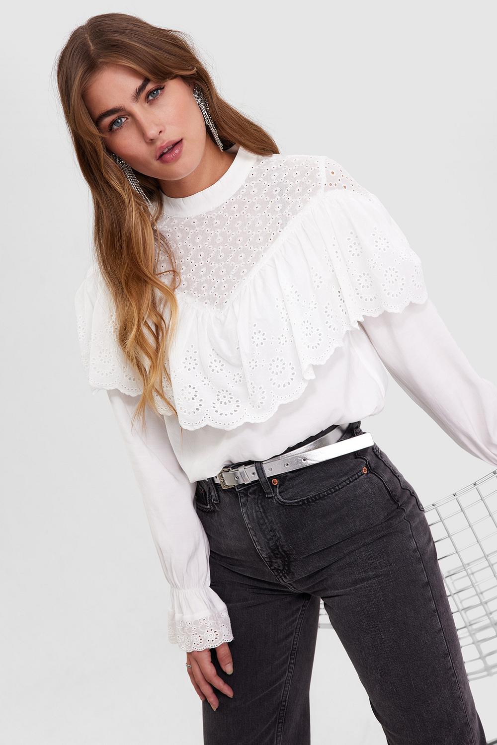White blouse with ruffle