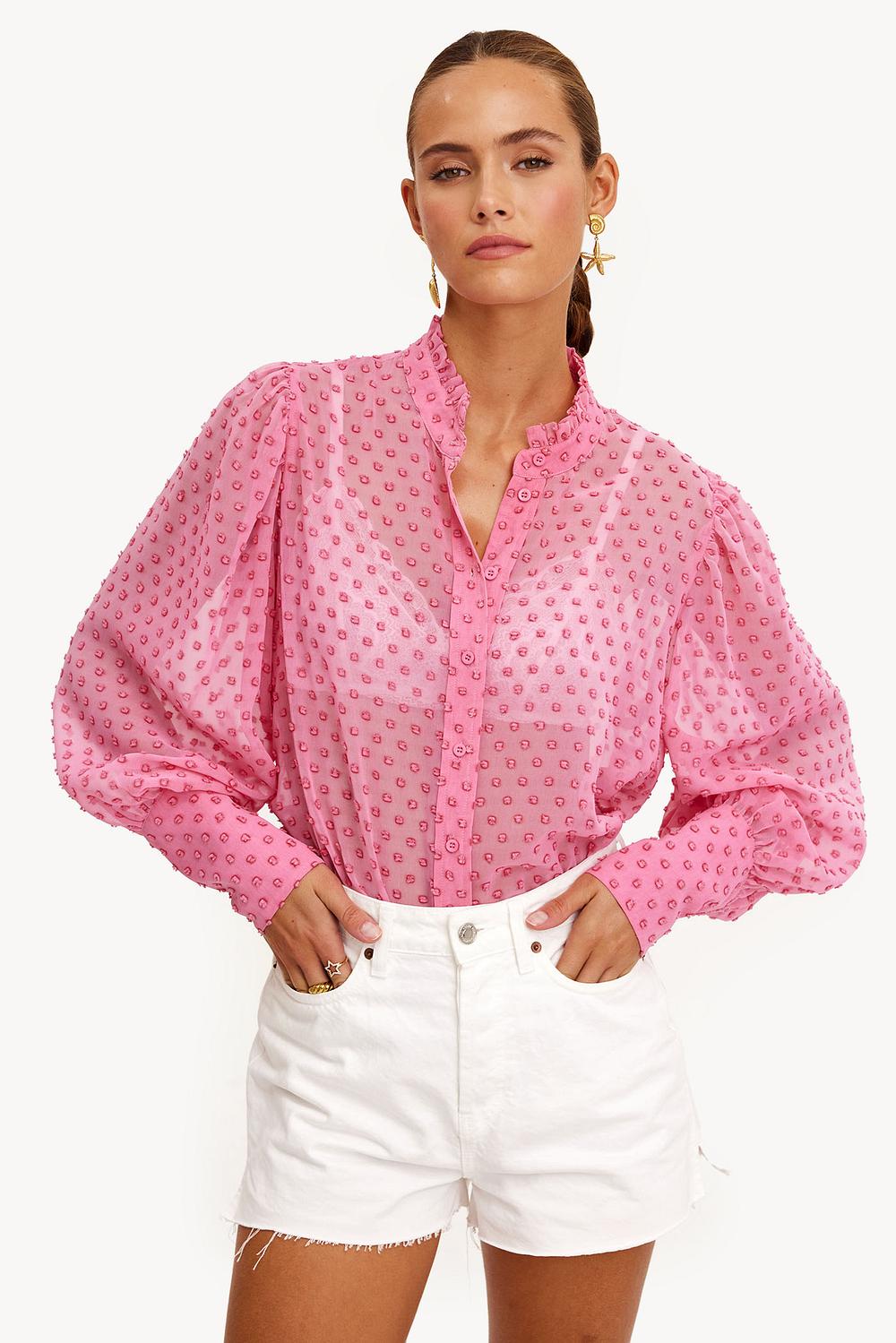 Light pink blouse with dots