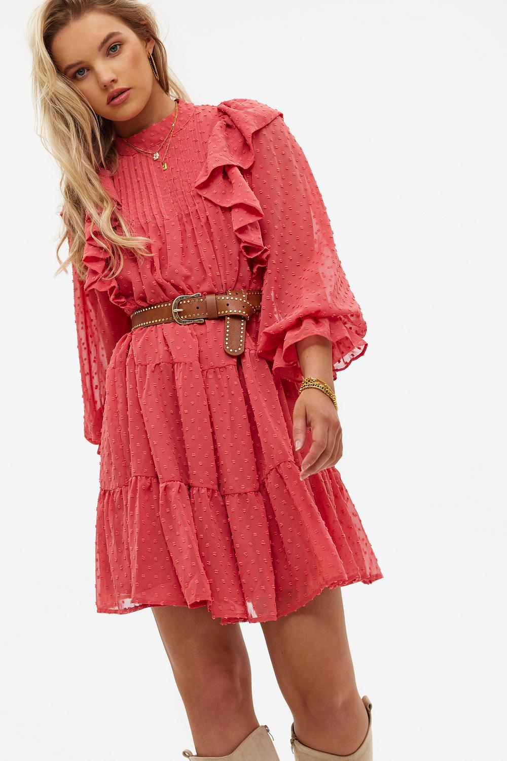 Mauve ruches jurk