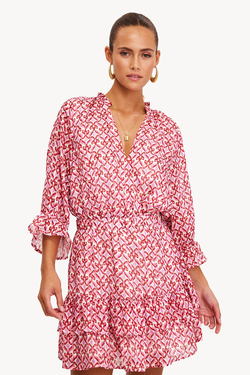 Pink dress with graphic print