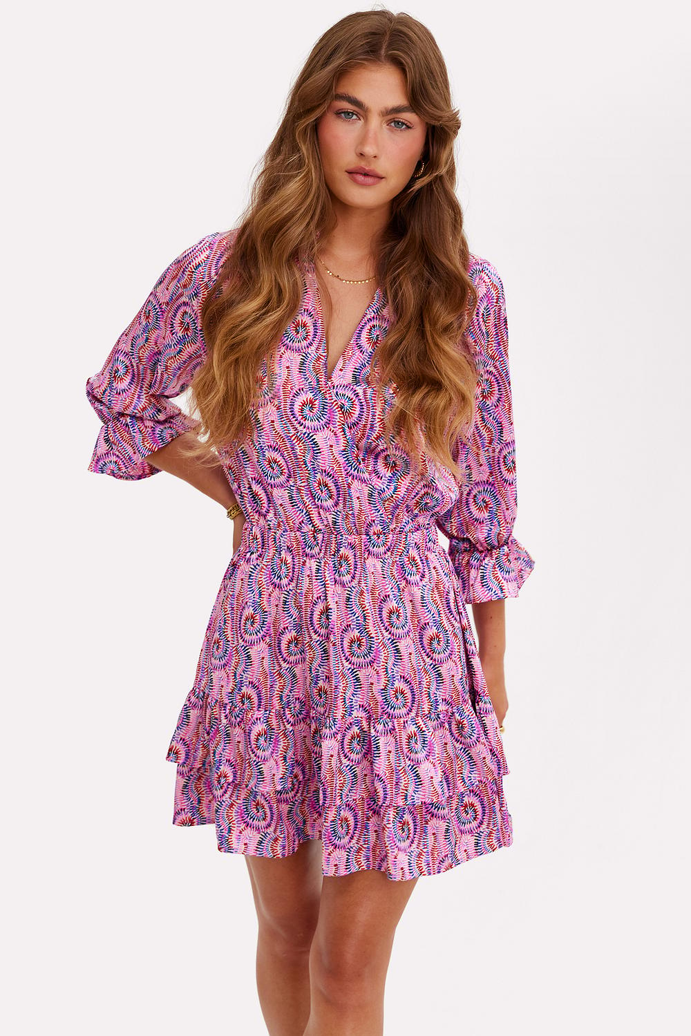 Pink dress with graphic print