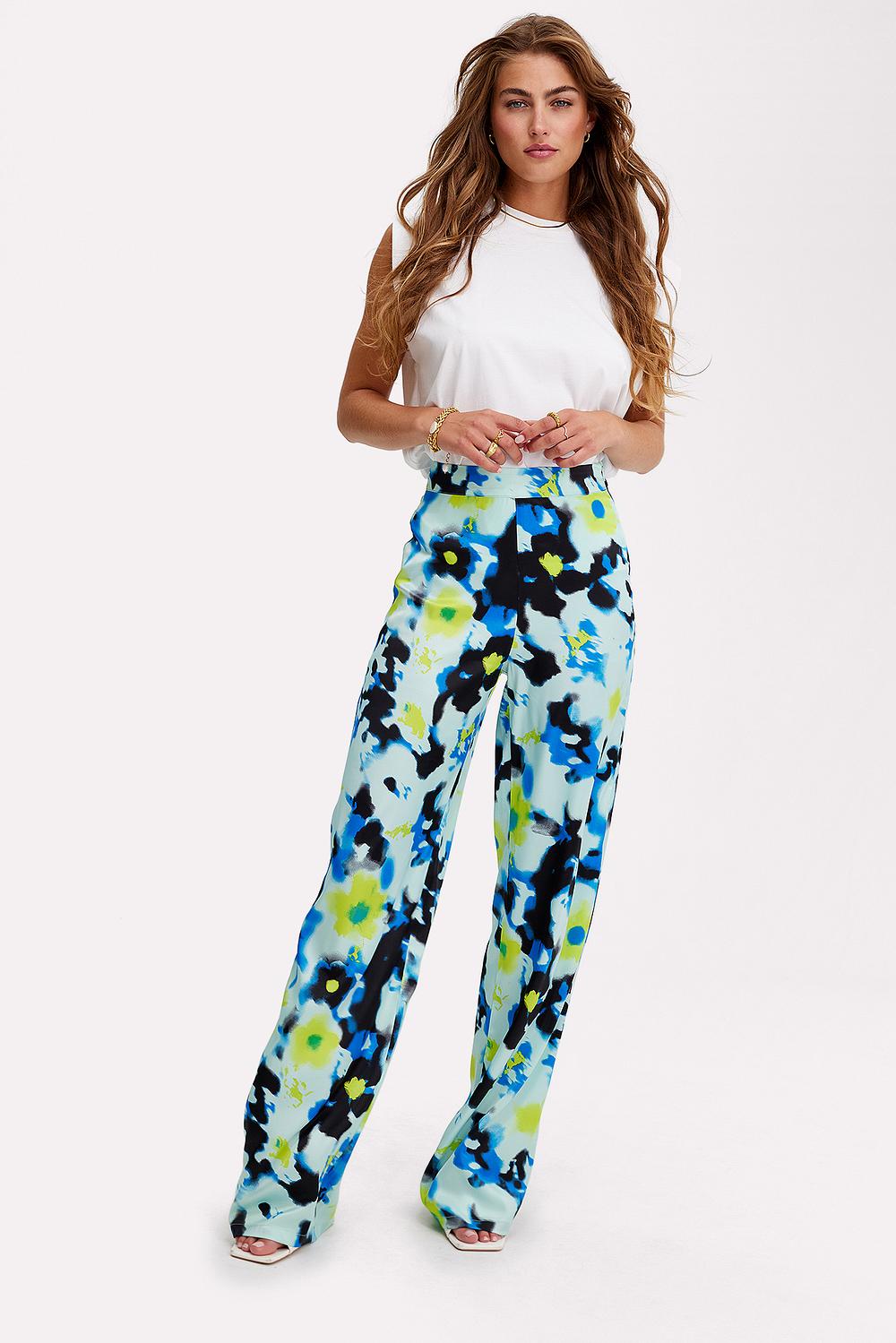 Blue trousers with graphic print