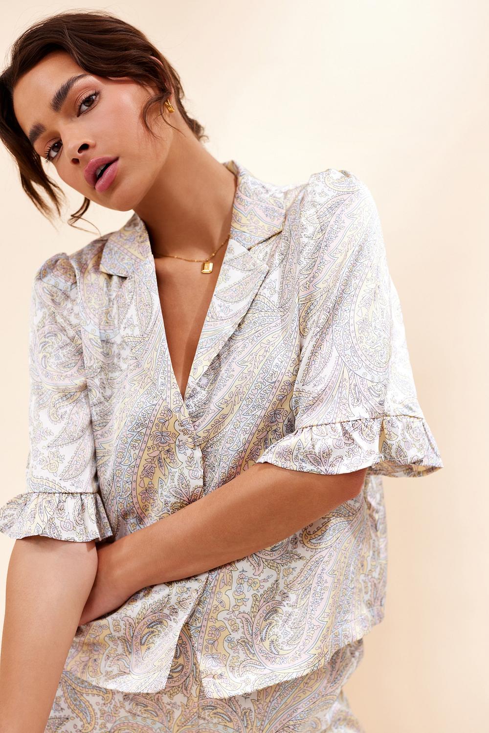 Pyjama blouse met paisleyprint
