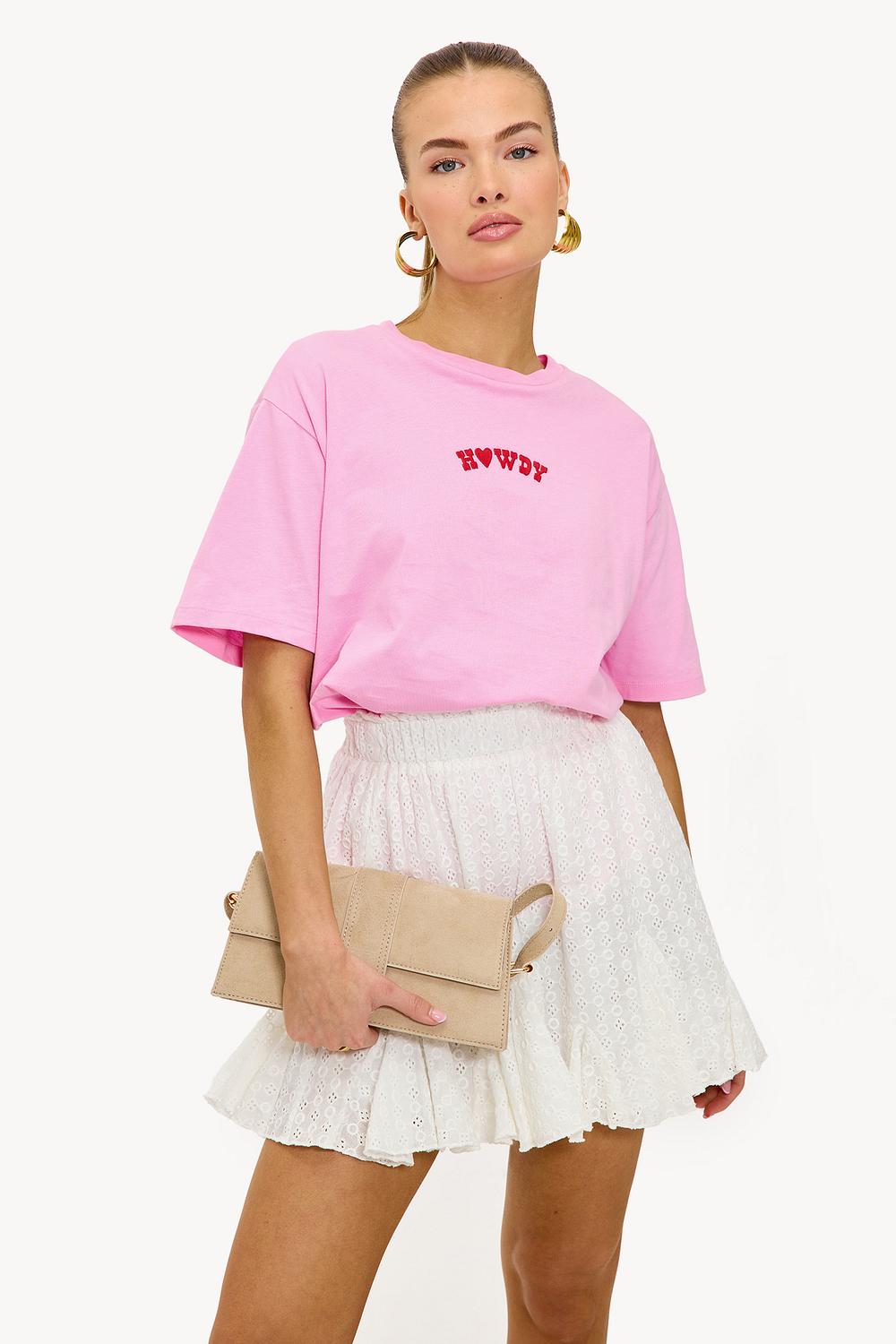 White skirt with broderie anglaise print
