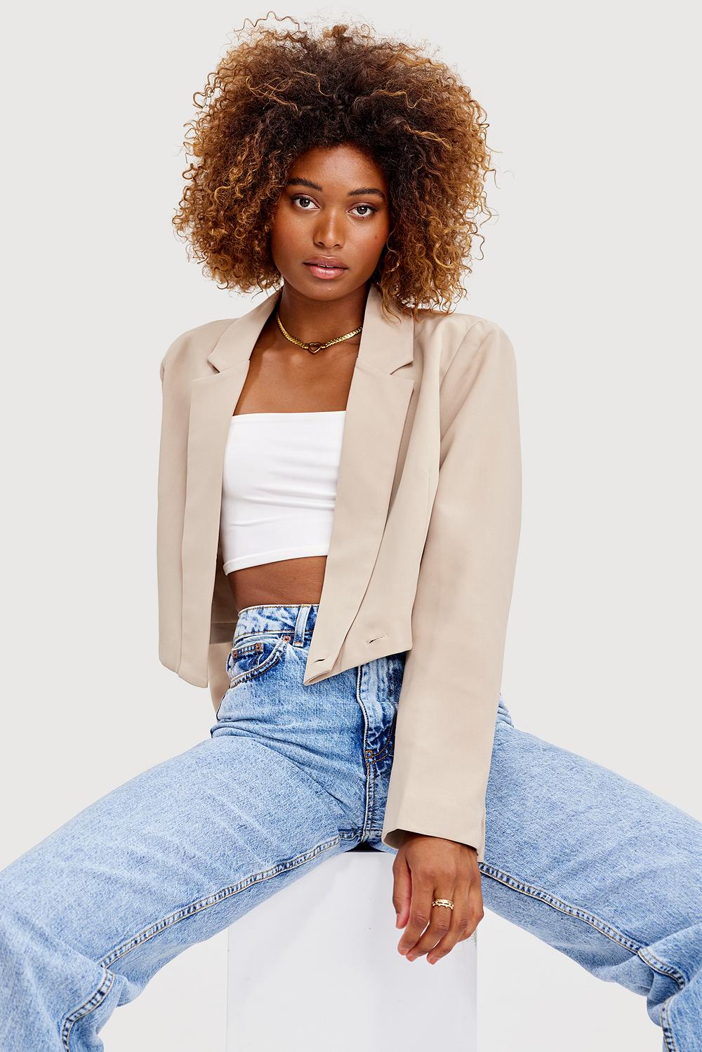 Taupe cropped blazer