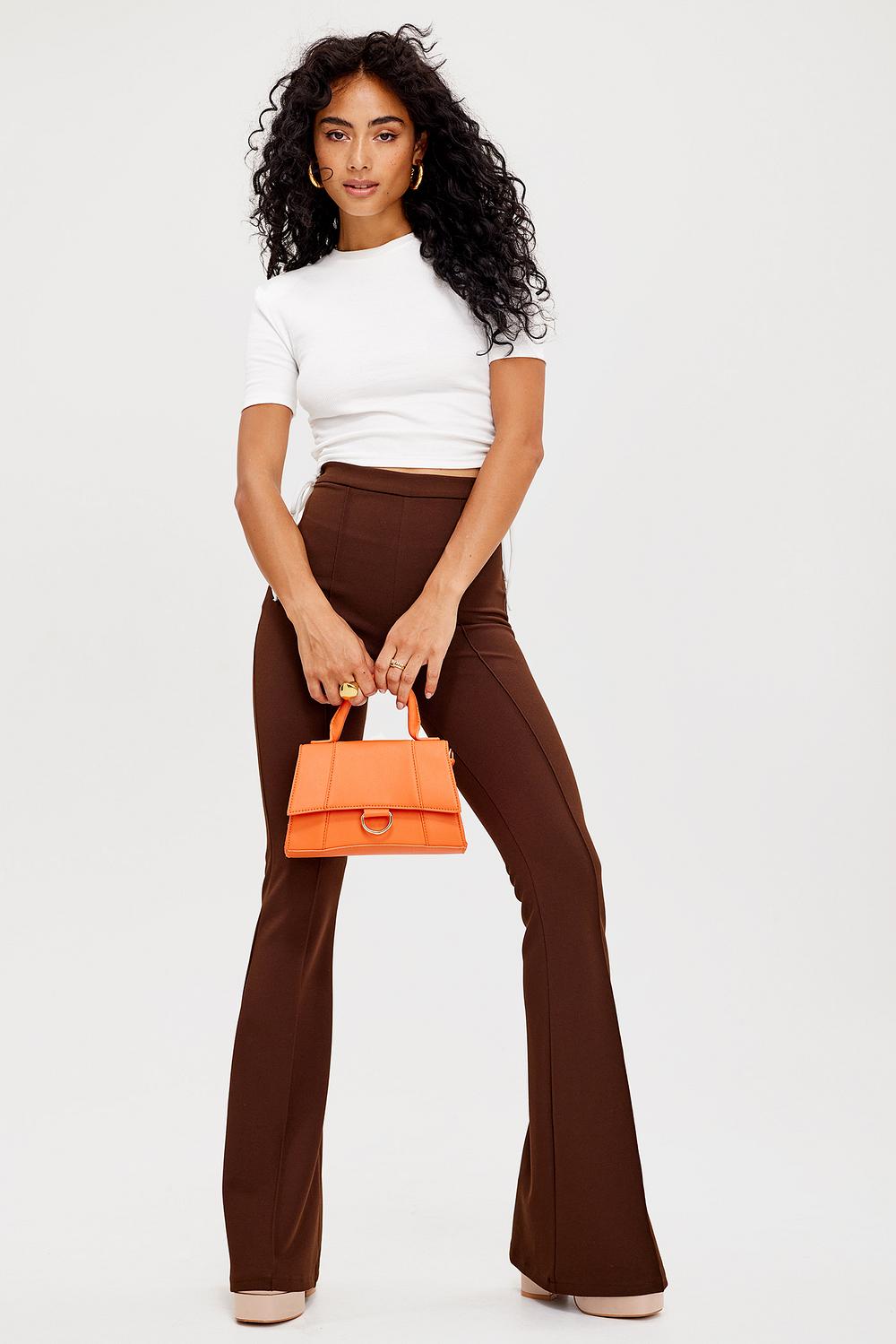 Brown flared trousers