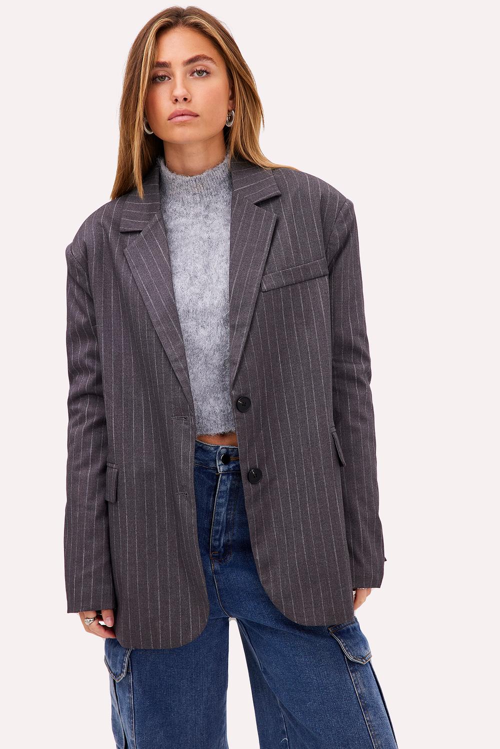 Grey blazer with stripes