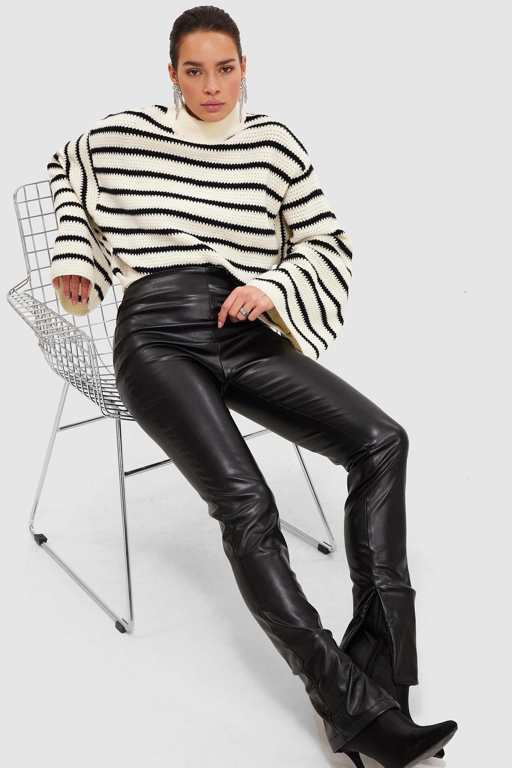 Black PU leather trousers