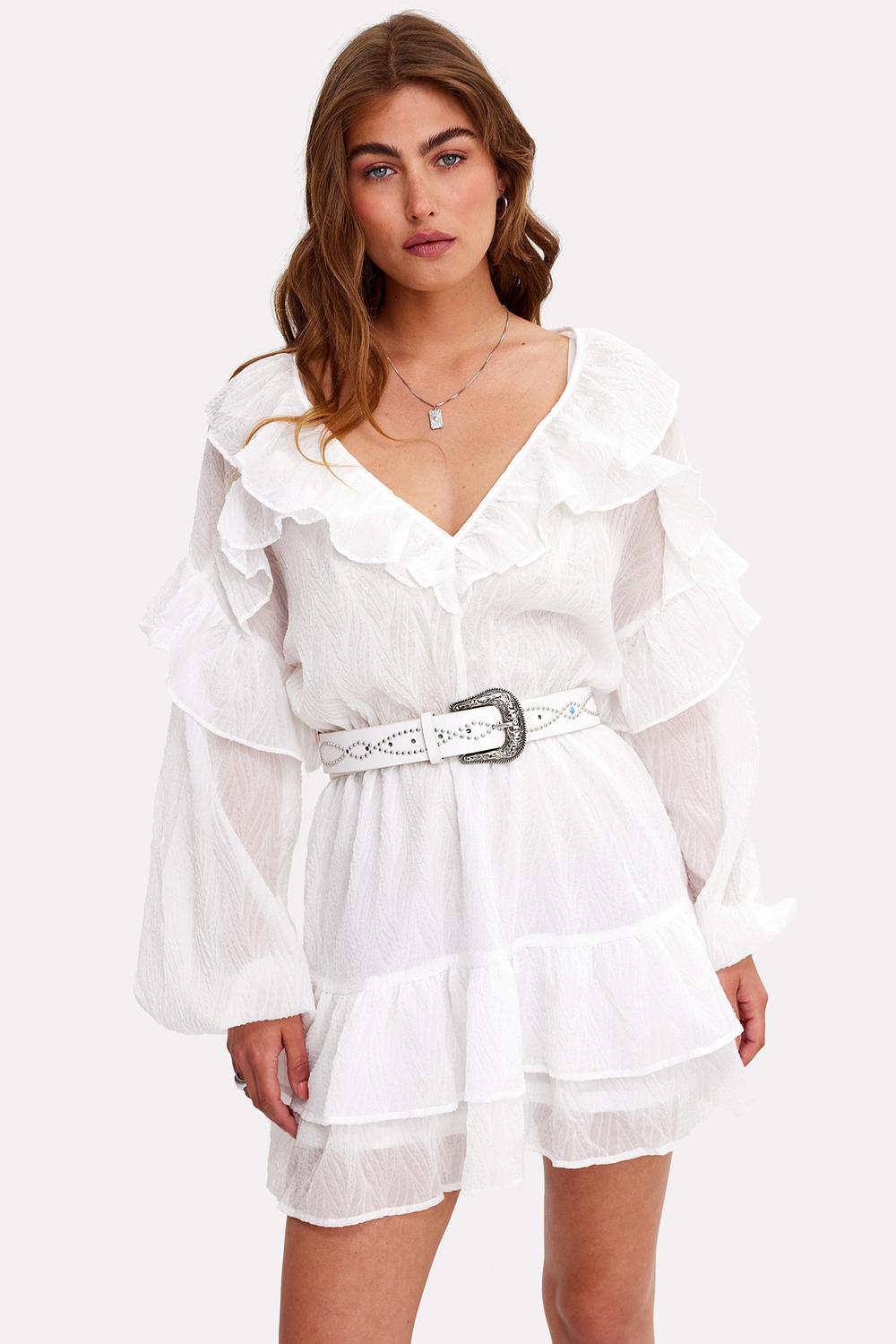 Offwhite dress with ruffles