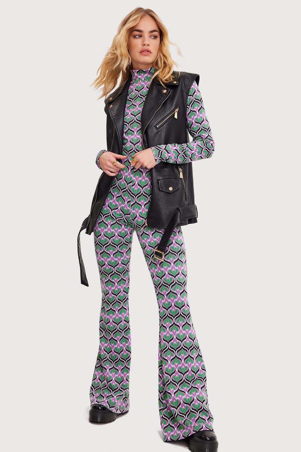 Flared trousers with graphic print