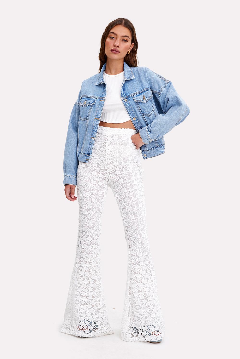 Flared trousers with star print