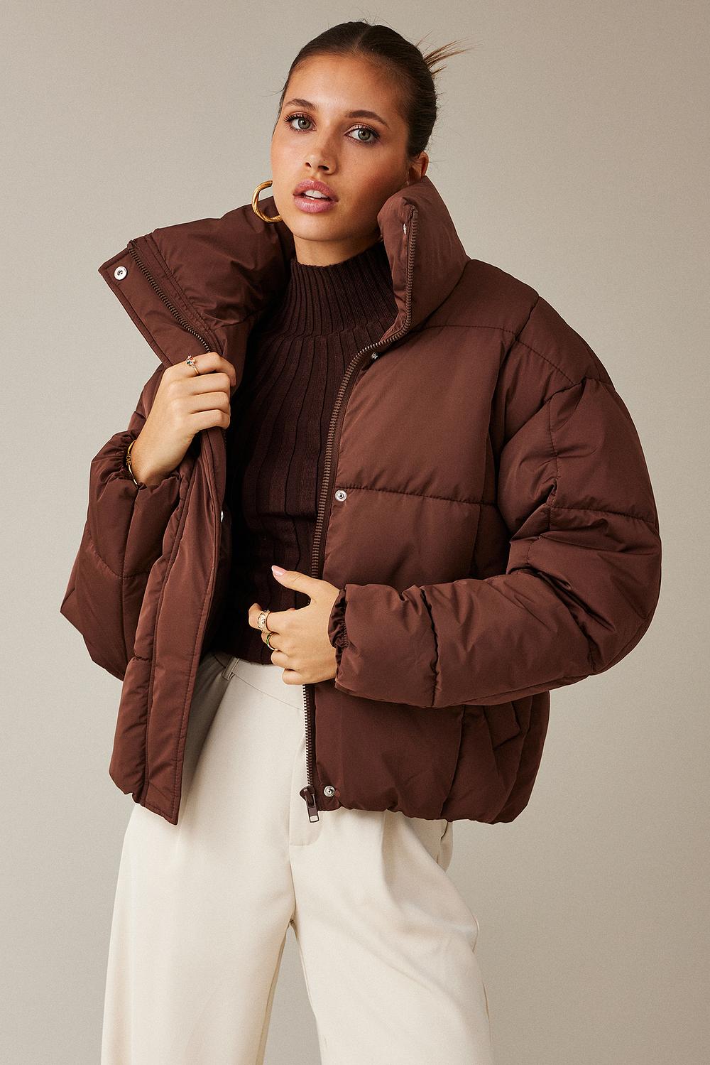 Brown puffer jacket