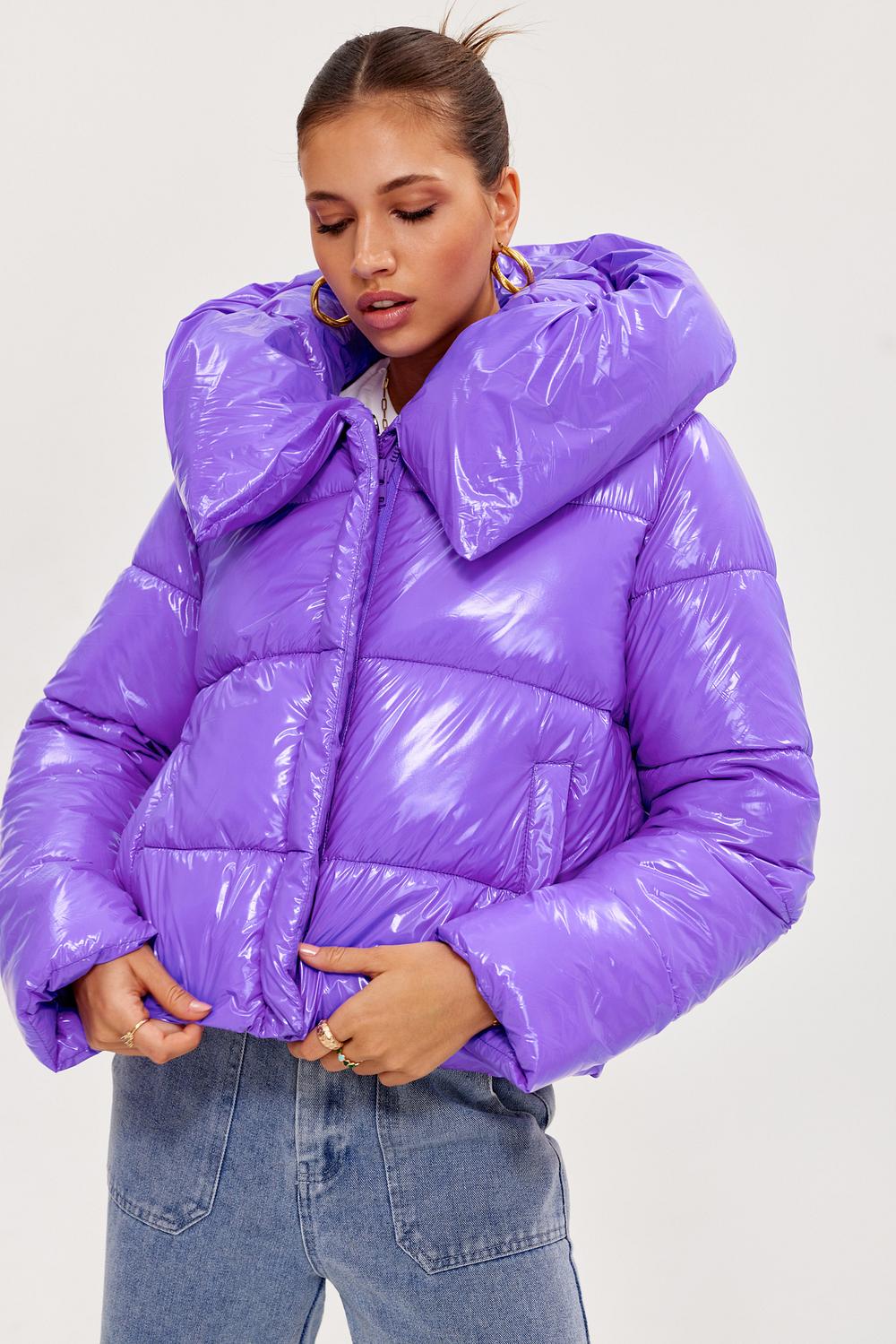 shiny purple puffer jacket