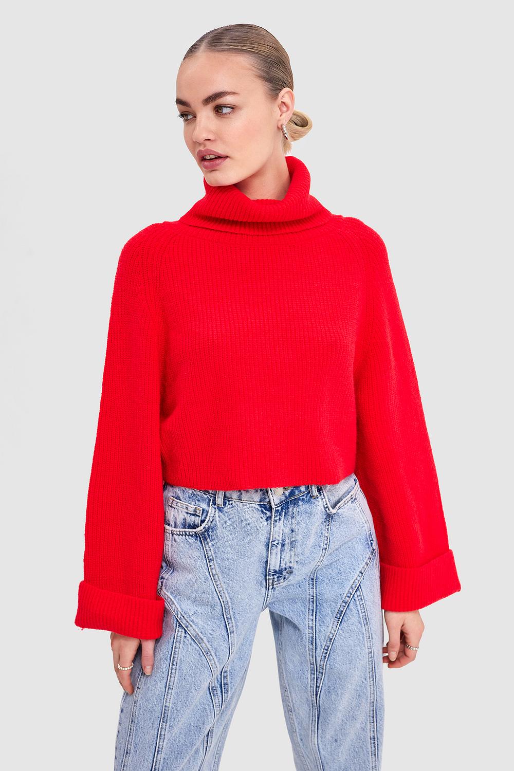 Red cropped jumper