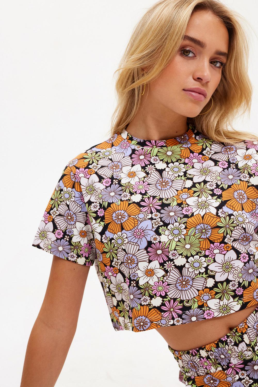Top with floral print