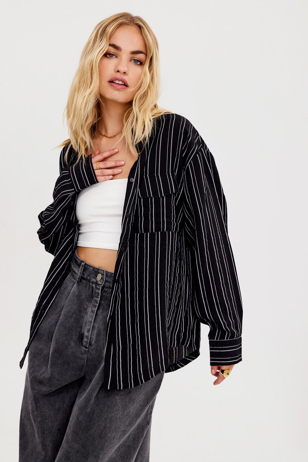 Black blouse with stripes