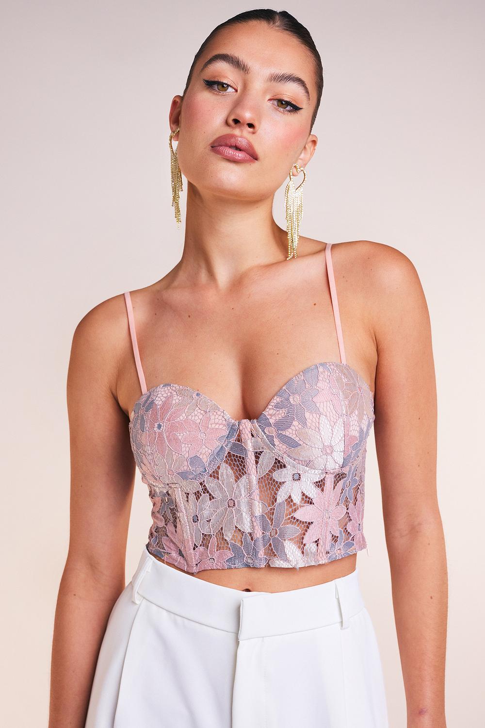 Pink corset top with floral structure