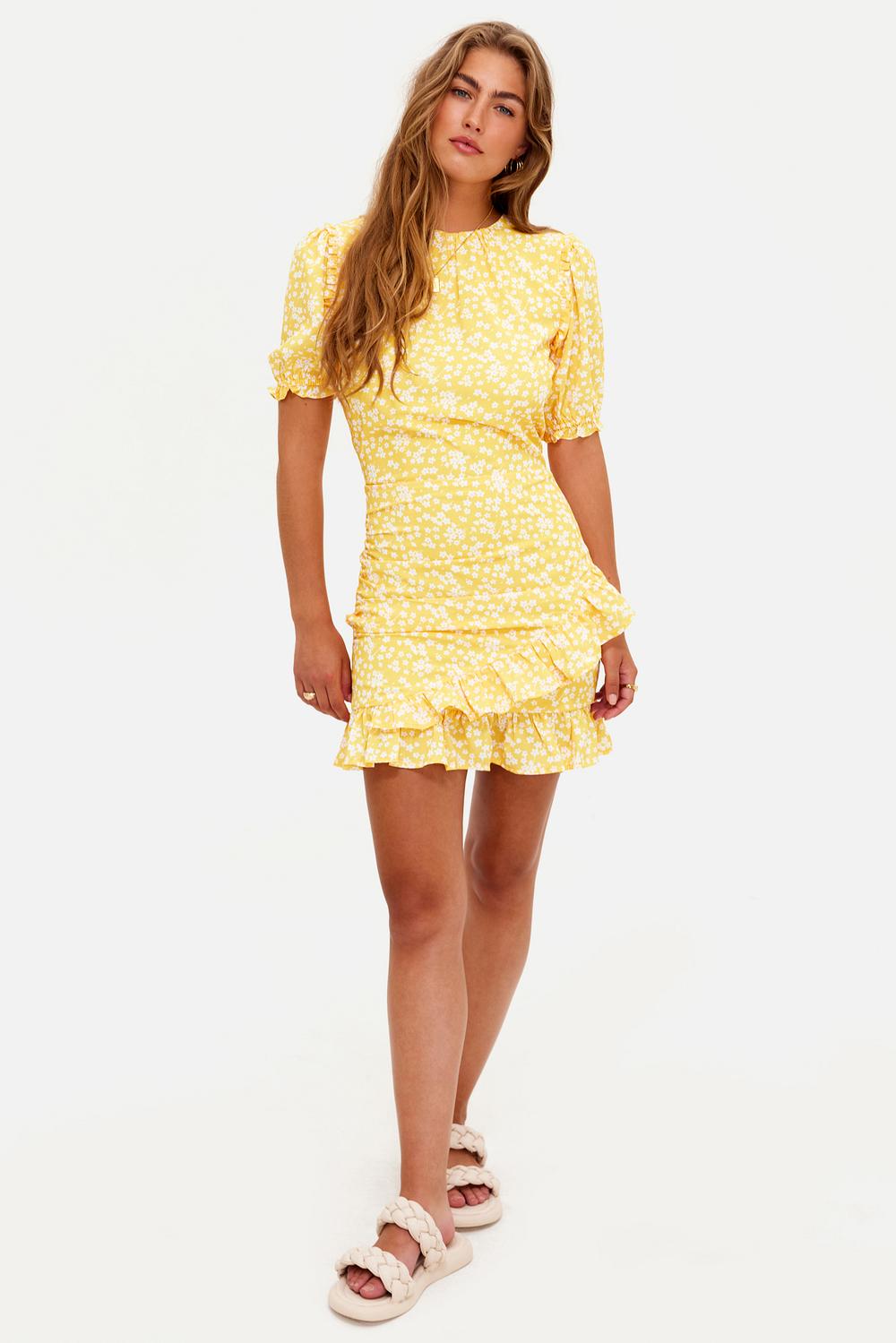 Yellow dress with floral print