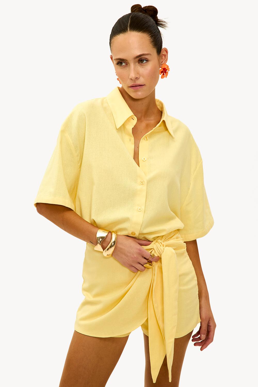 Falda pantalón amarillo claro