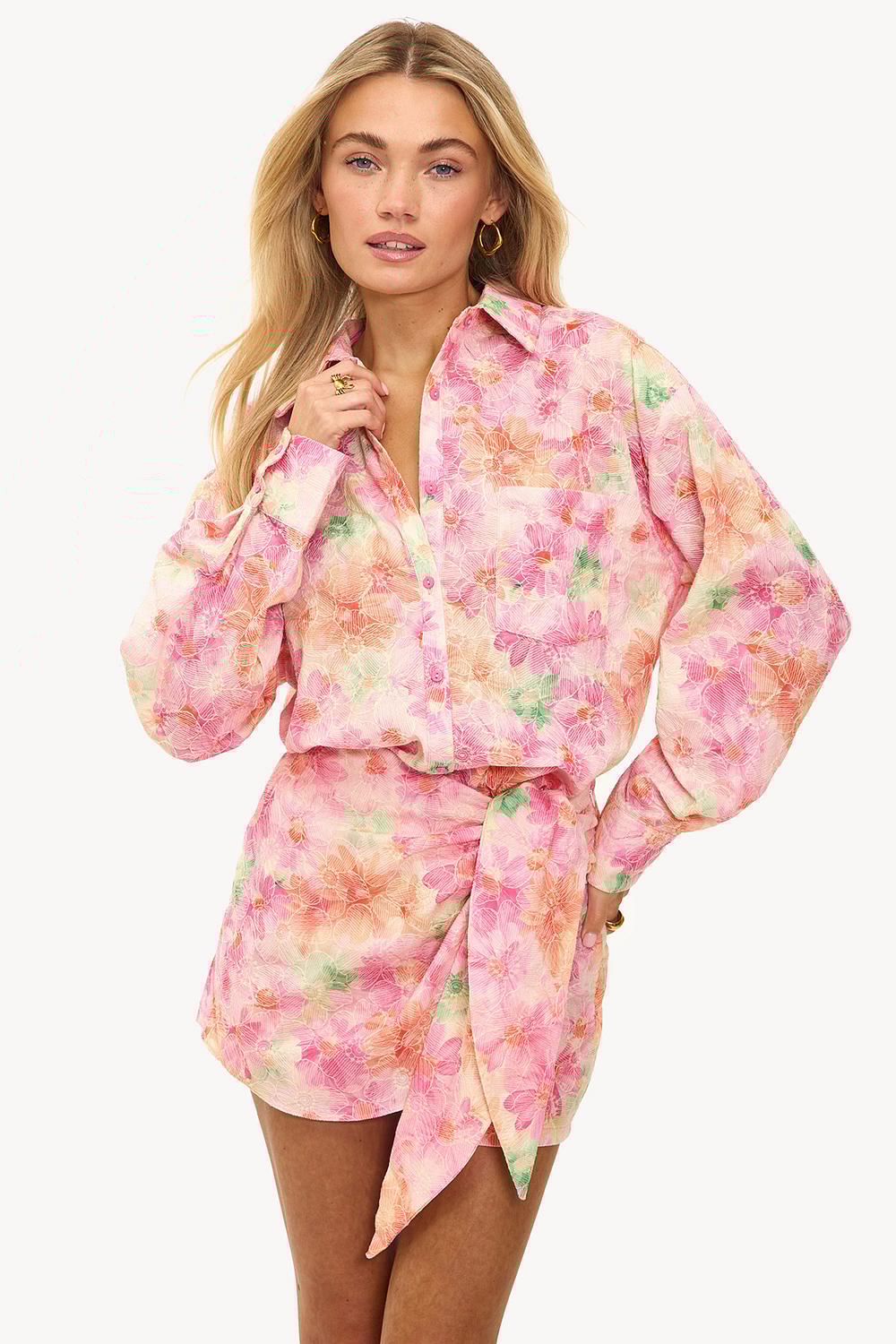 Jupe rose clair avec fleurs