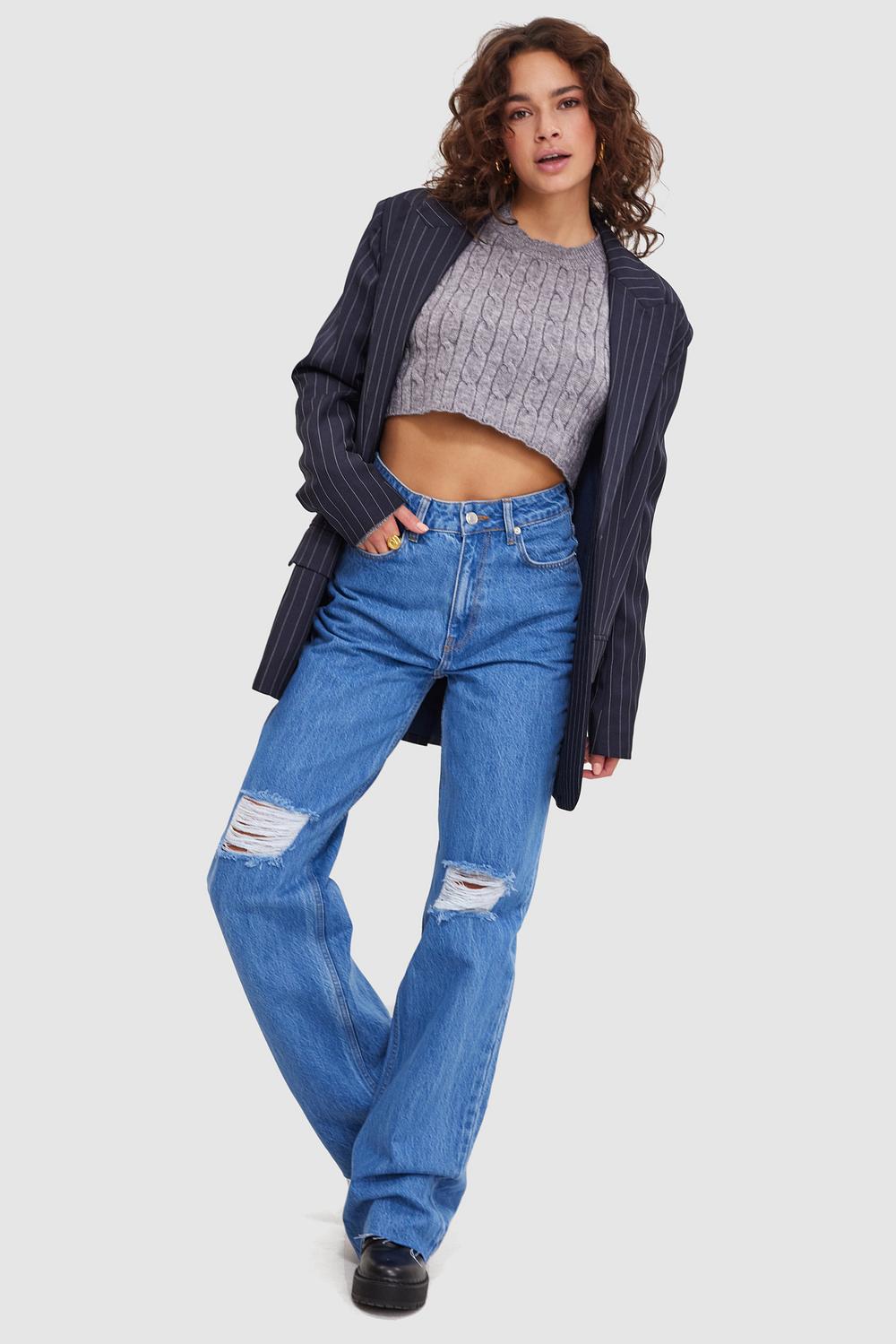 Blue high straight fit jeans