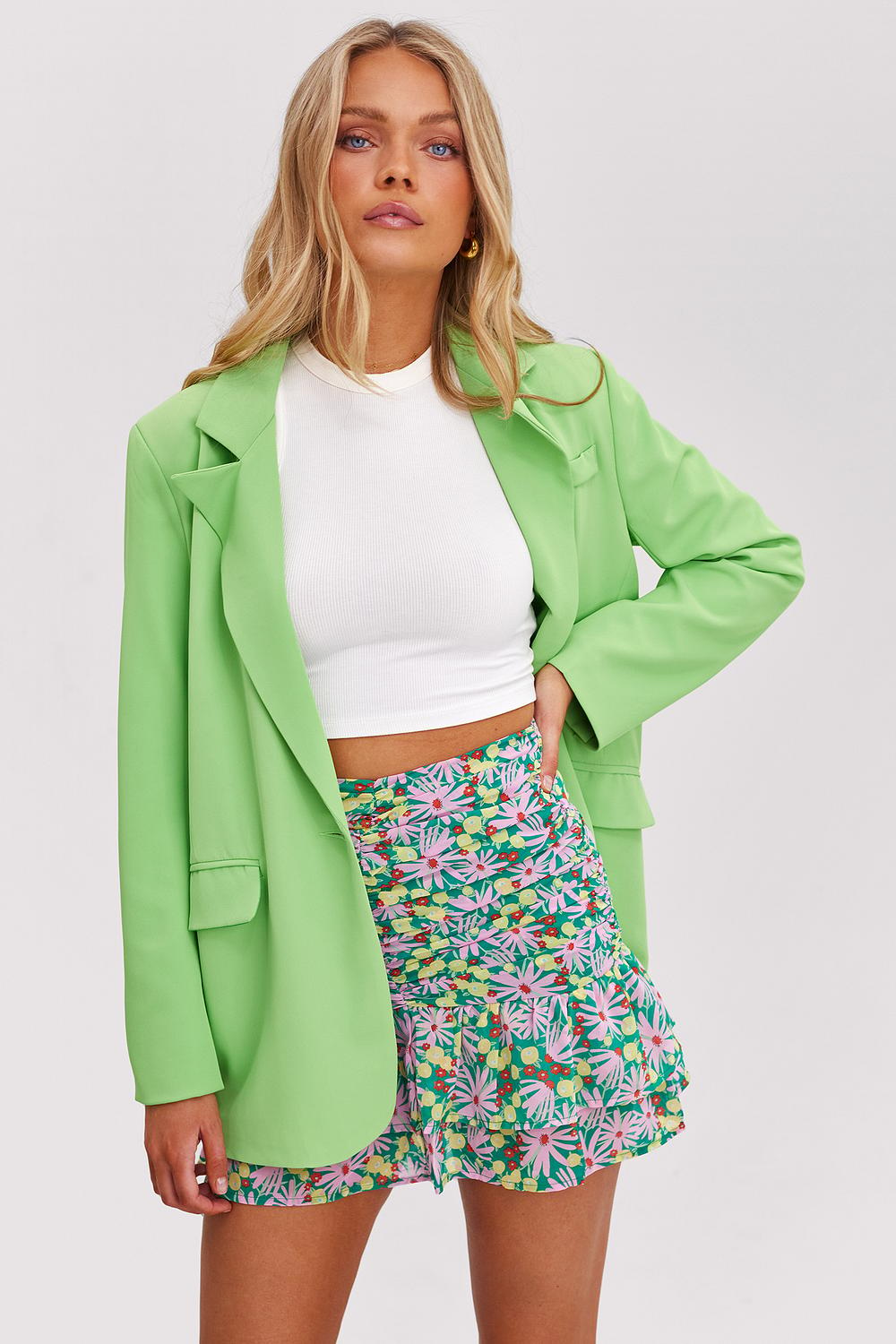 Green skirt with floral print