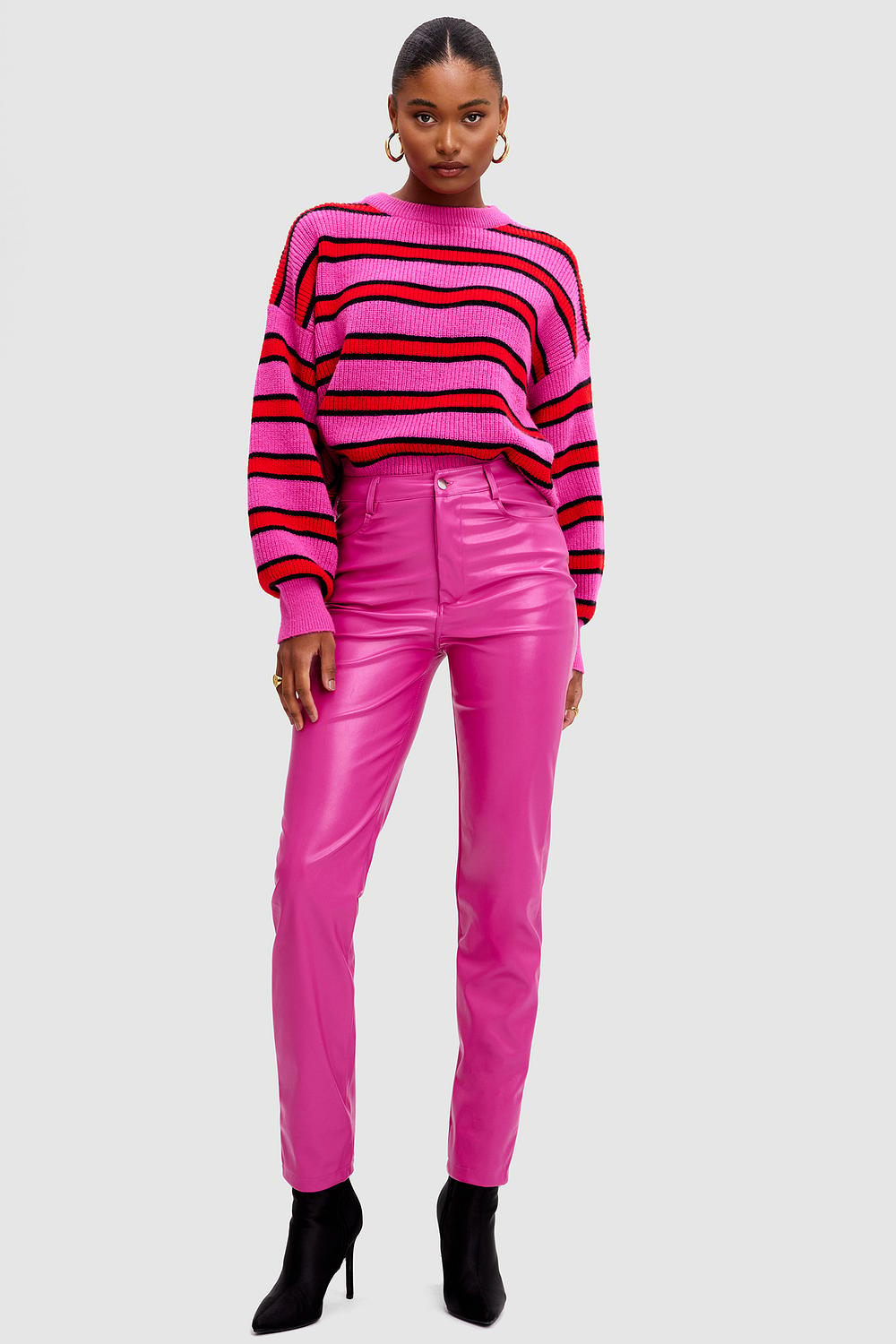 Pink PU leather trousers