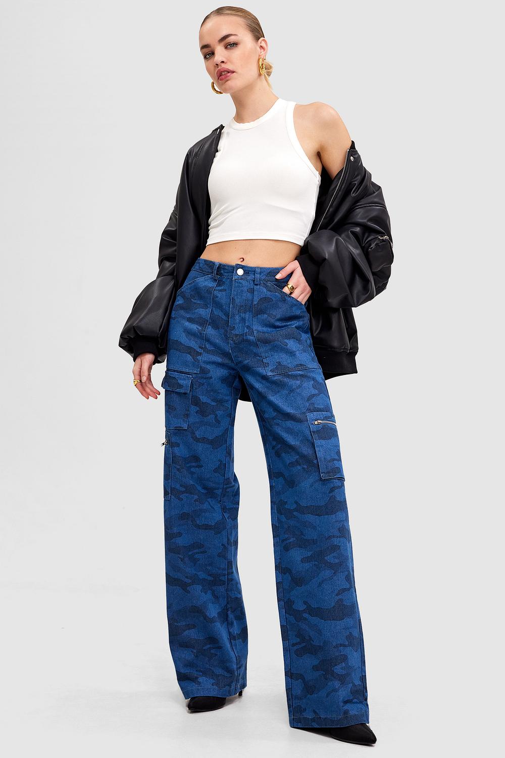 Blue cargo trousers