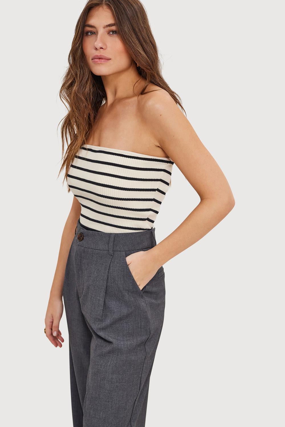Offwhite bandeau top with stripes