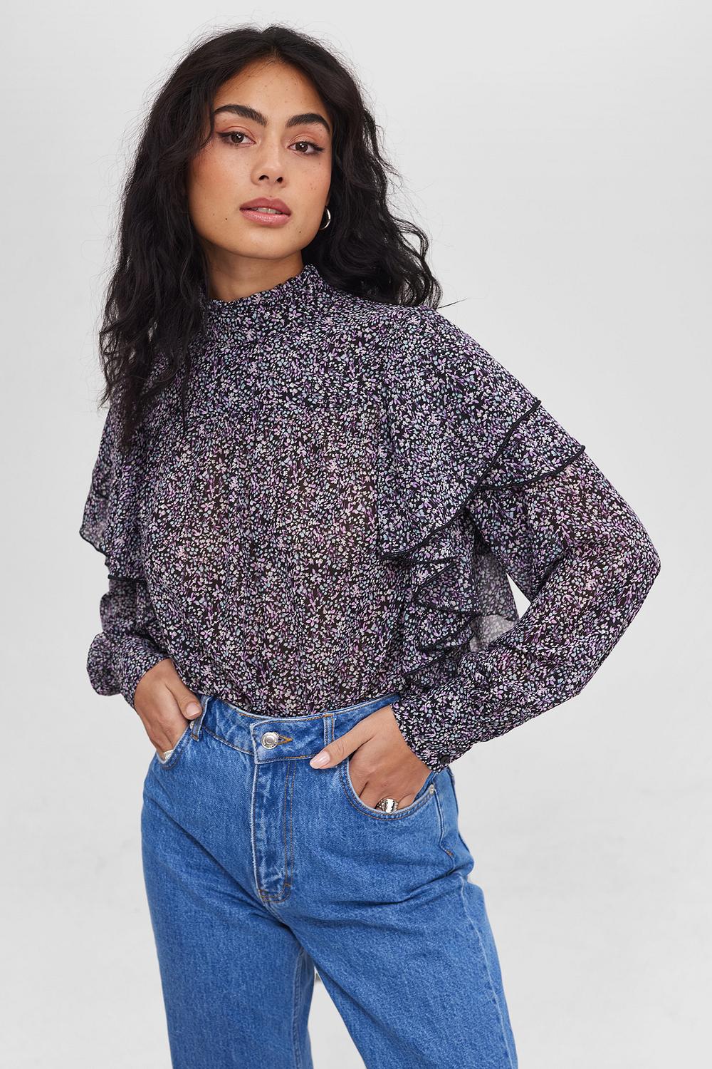 Purple blouse with floral print