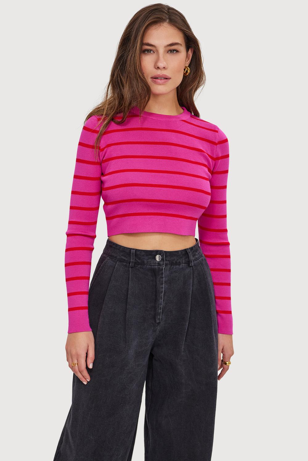 Pink jumper with stripes