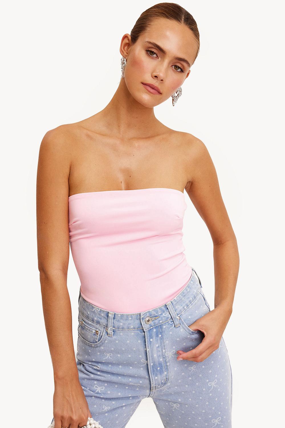 Top sin tirantes rosa claro