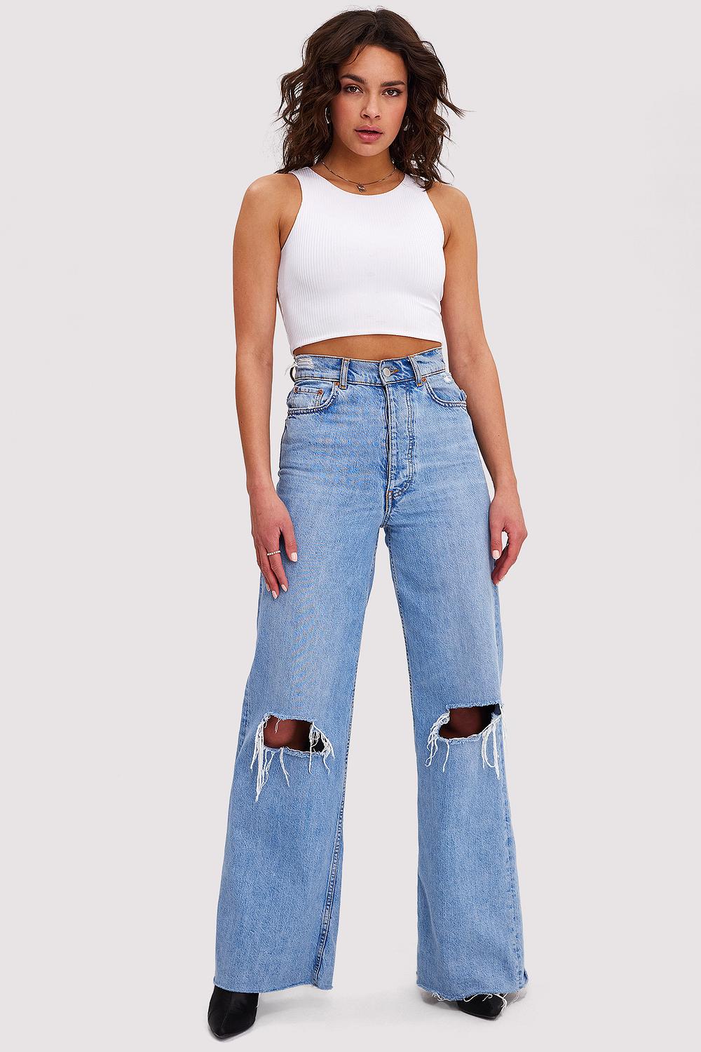 Blauwe high wide fit jeans