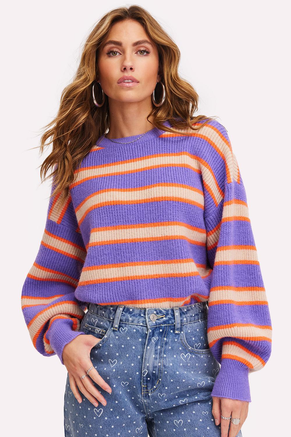Purple jumper with stripes