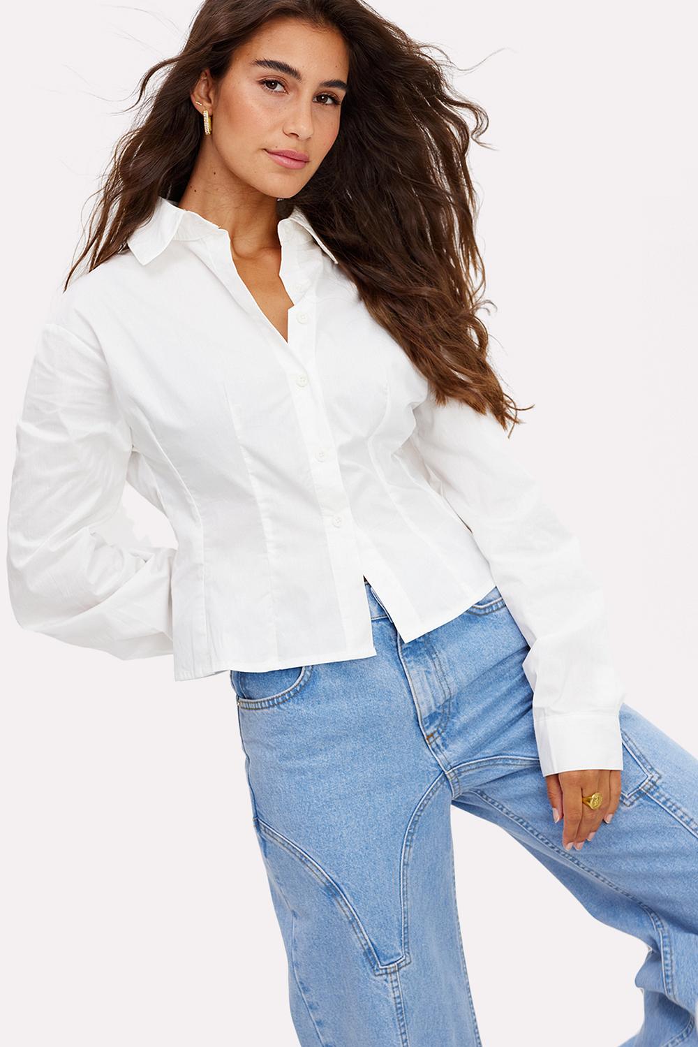 White cropped blouse