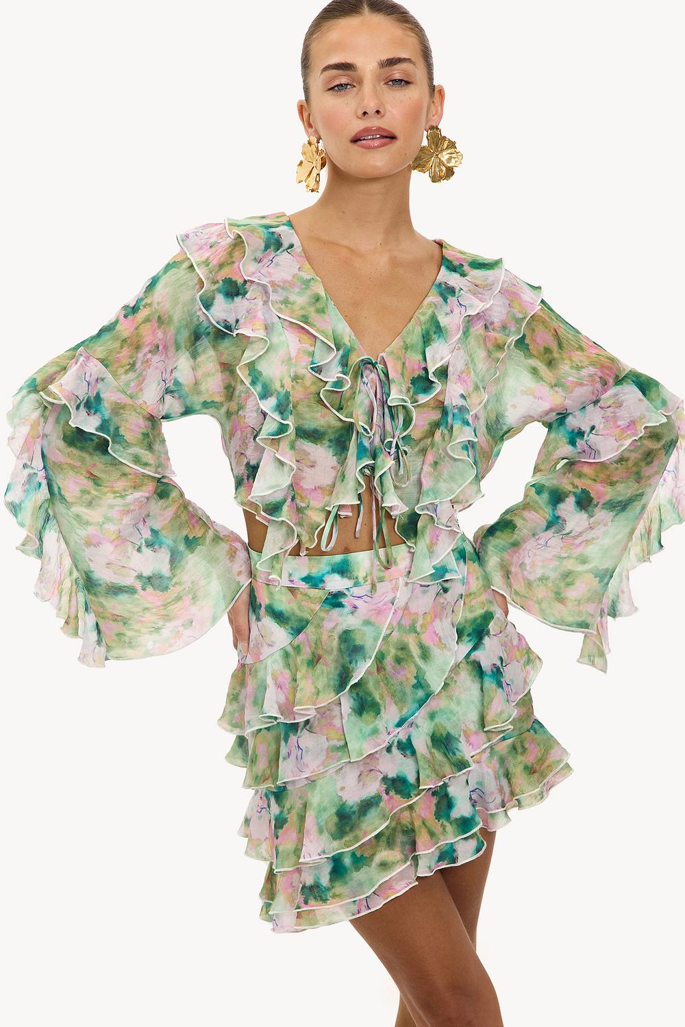 Groene rok met ruffles