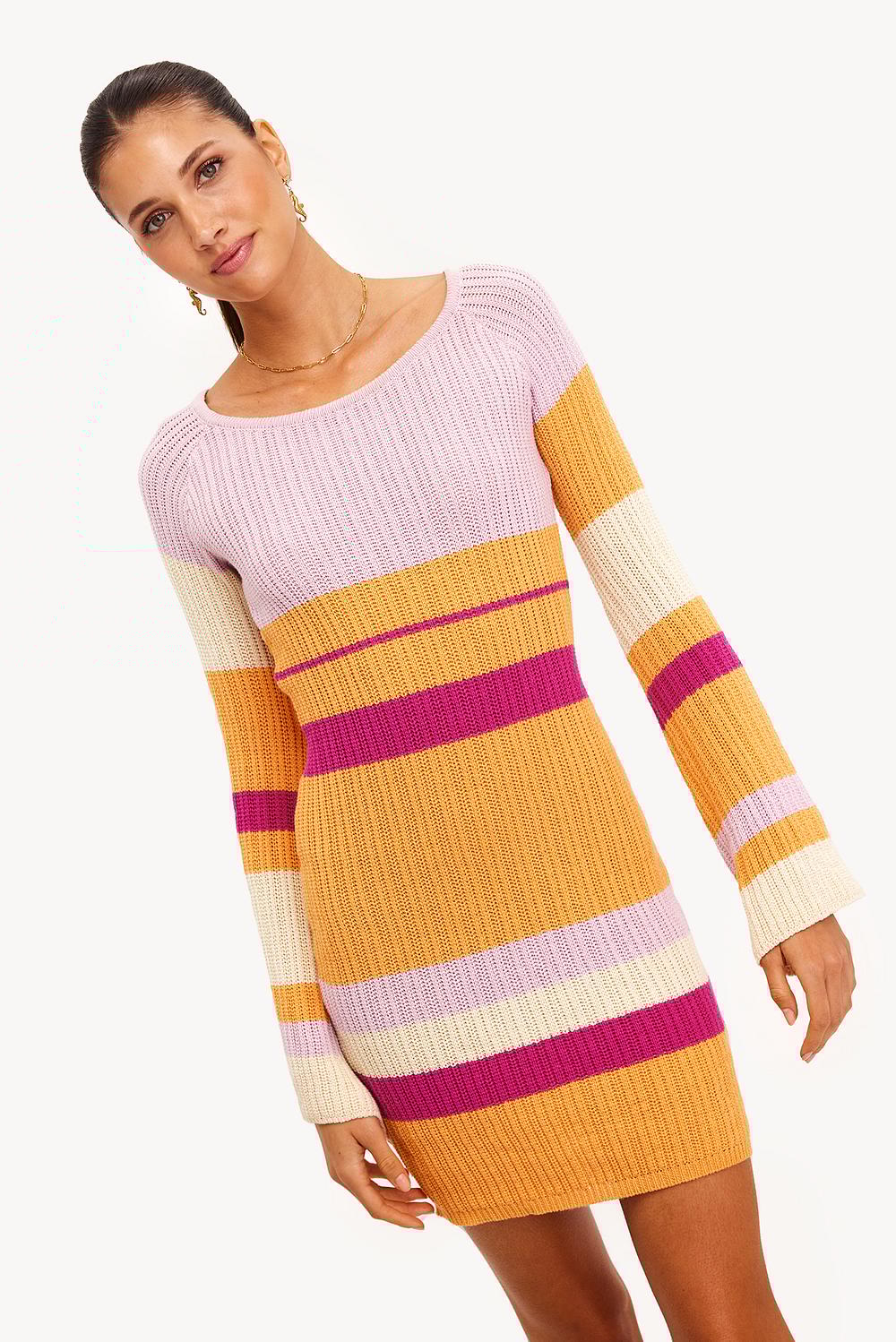 Vestido naranja a rayas