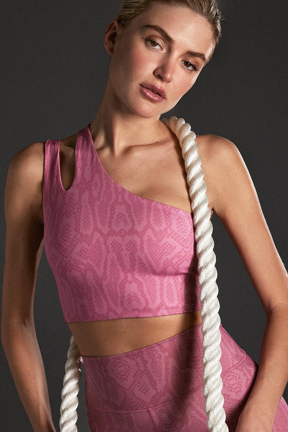 Pink sports top with snake print