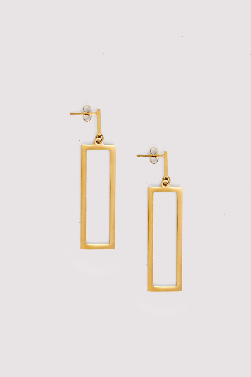 Golden square earrings