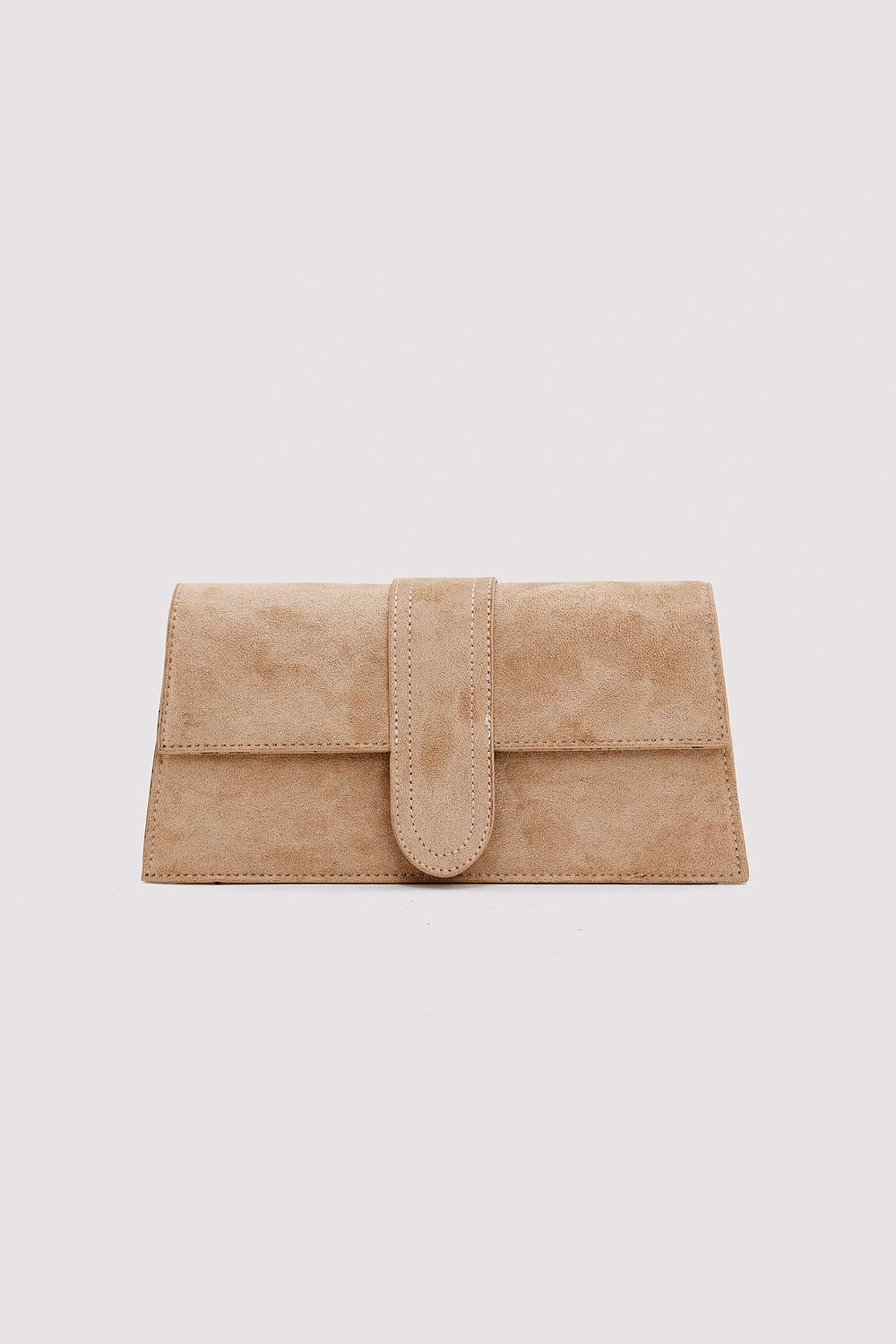 Beige suede 2025 clutch bag