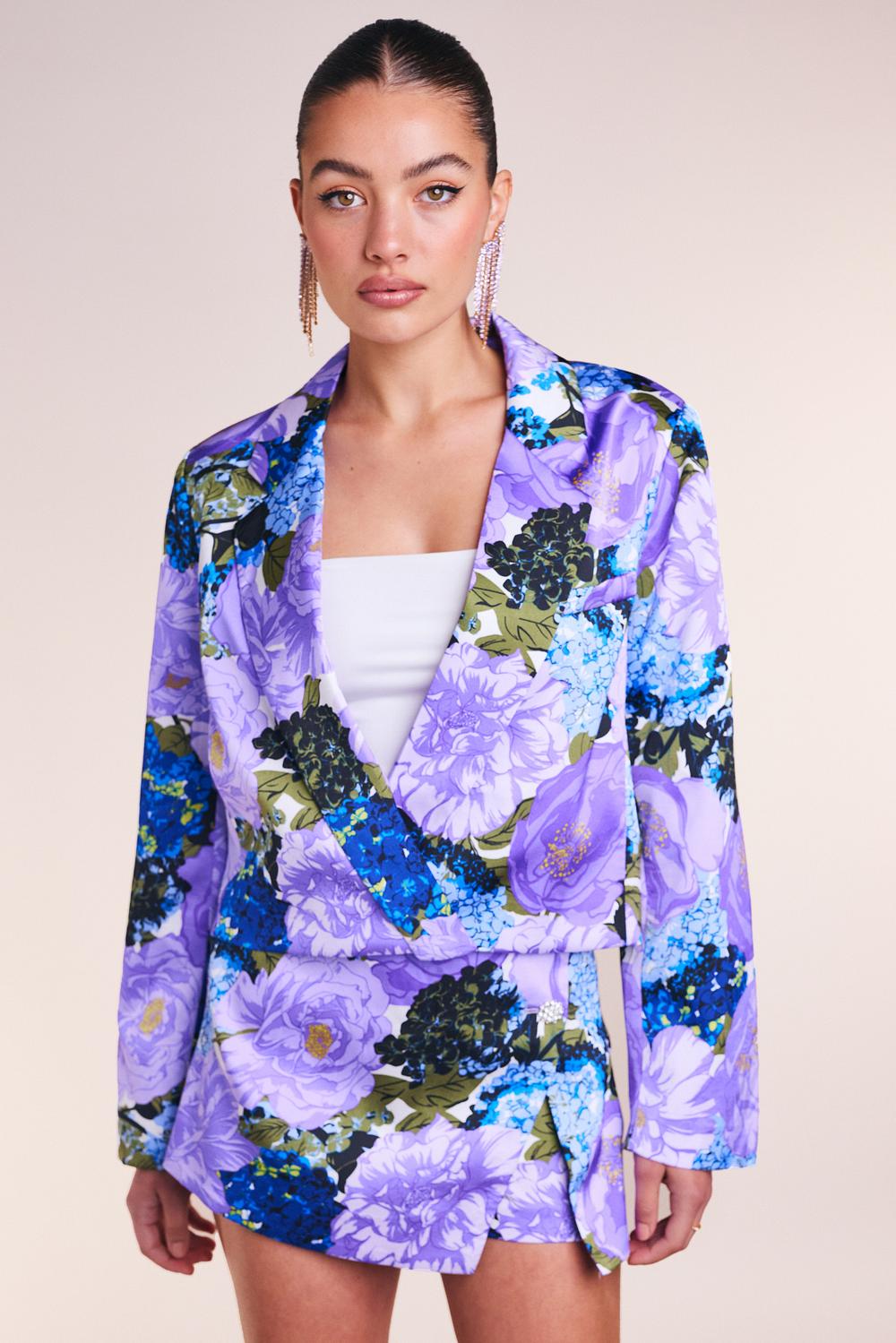 Purple blazer with floral print
