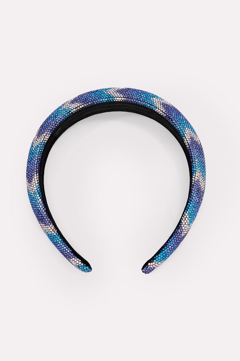 Blauwe haarband met strass steentjes