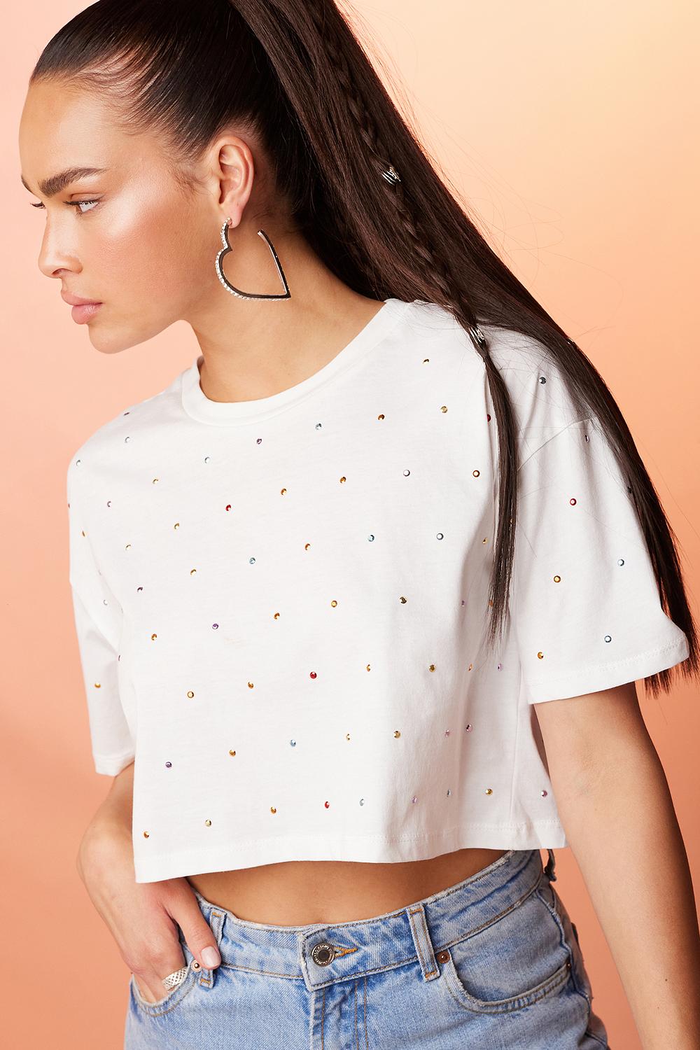 Offwhite statement tee with studs