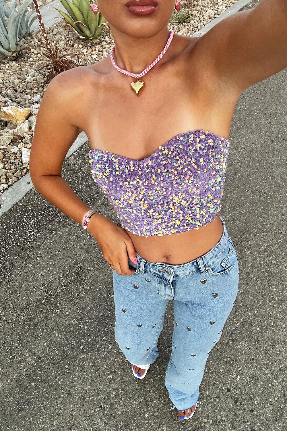 Top corsé morado