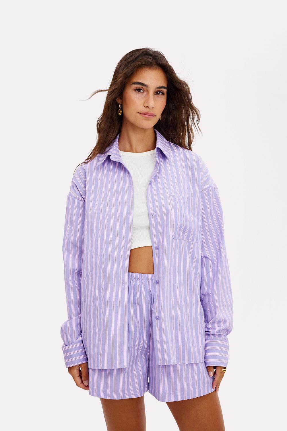 Light purple blouse with stripes